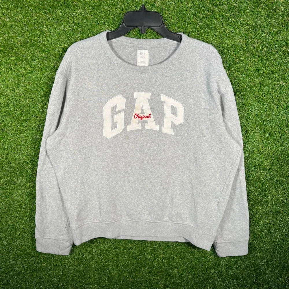Gap Original Spellout Crewneck Sweatshirt Mens Medium Gray Pullover